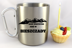 Kubek ze srebrnym karabińczykiem z nadrukiem „Rzuć wszystko, jedź w Bieszczady” – góry, trekking #4