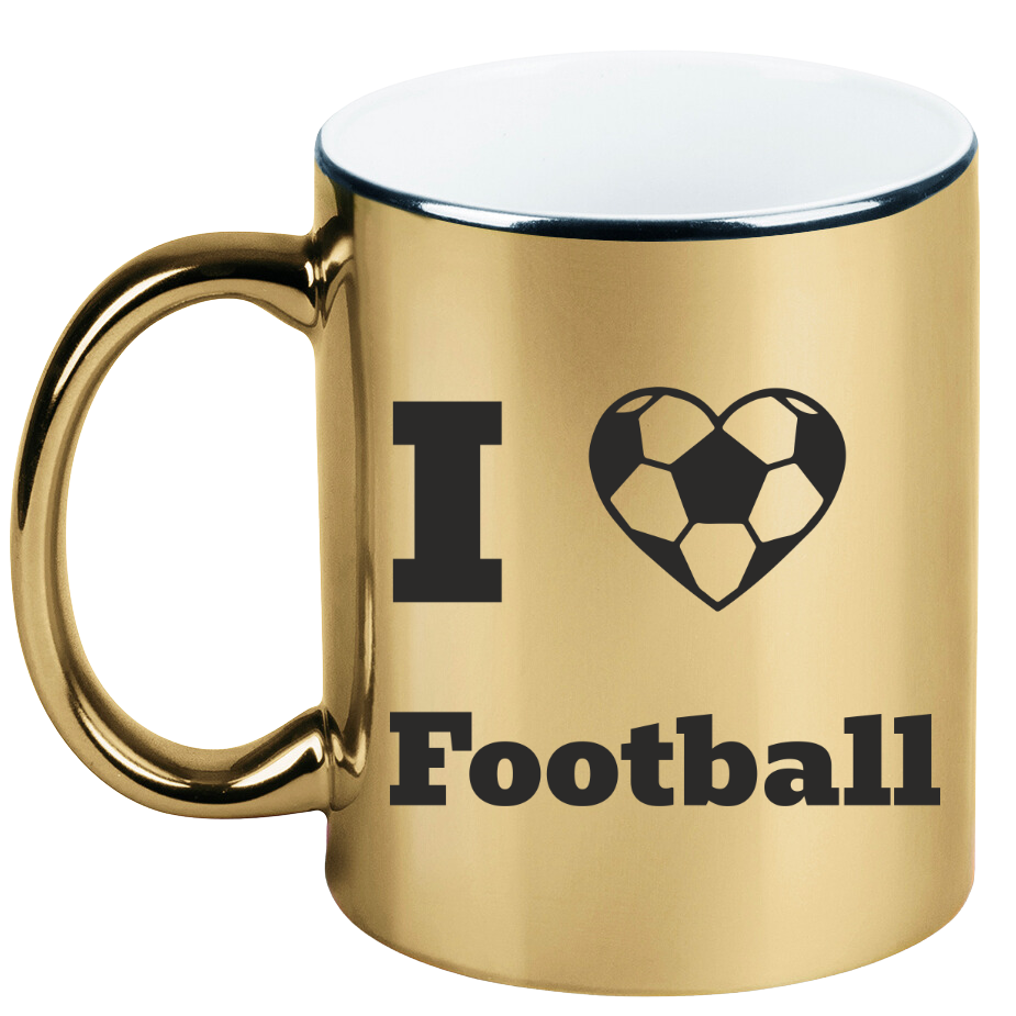 Kubek złoty z nadrukiem "I love Football" - piłka nożna #3