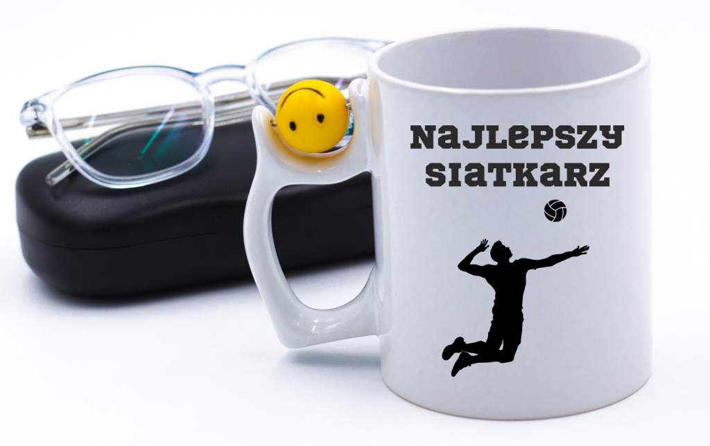 Kubek z piłką w uchwycie i nadrukiem "Najlepszy Siatkarz" – siatkówka #7