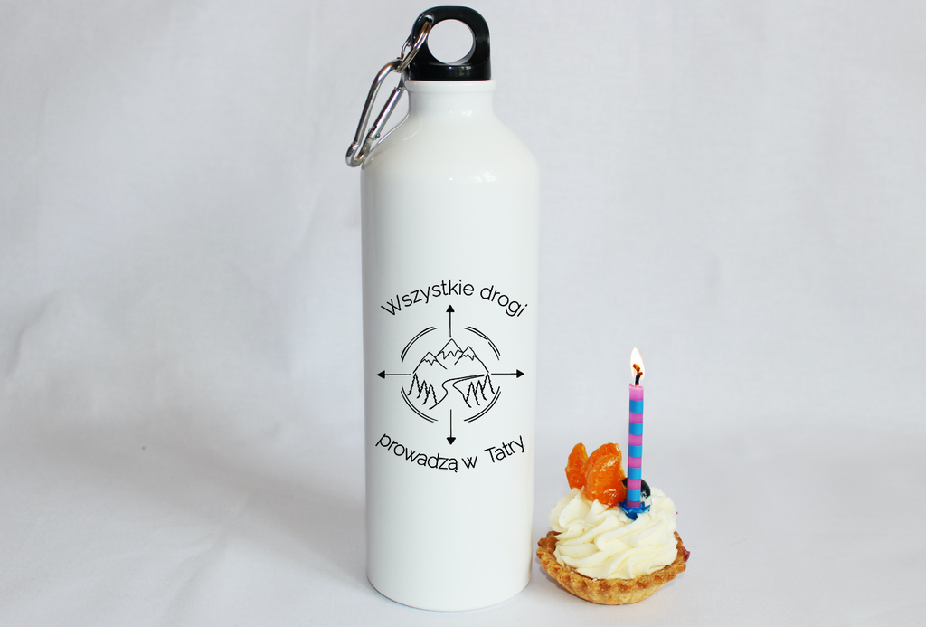 Butelka biała 800 ml z grafiką „Wszystkie drogi prowadzą w Tatry” – Zakopane, Podhale, góry #10