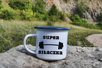 Kubek emaliowany biały z nadrukiem „Super Siłaczka” – siłownia #2