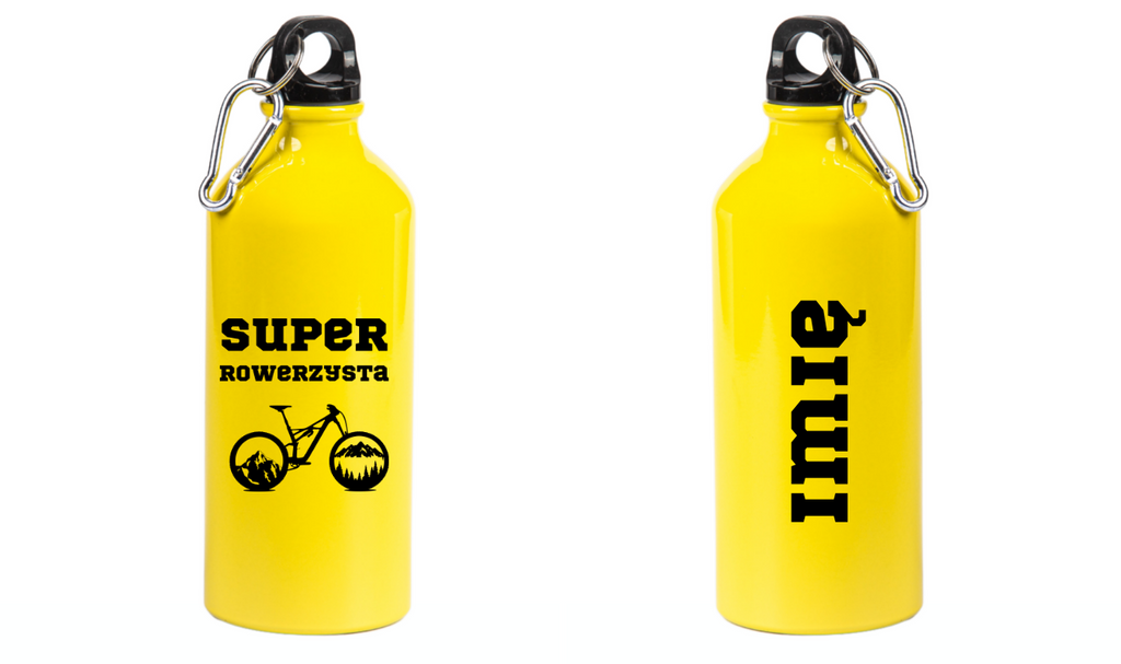 Bidon żółty 600 ml z nadrukiem "Super Rowerzysta" - dla rowerzystki #8