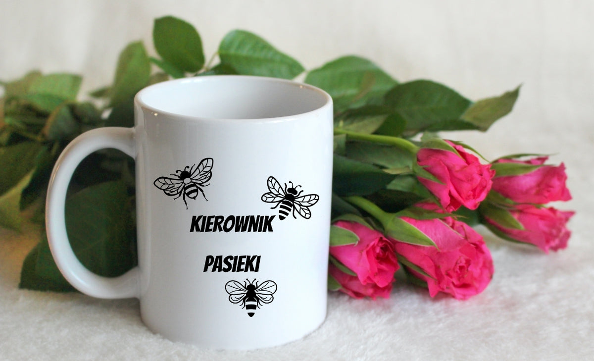 Kubek biały dla pszczelarza "Kierownik pasieki" #2
