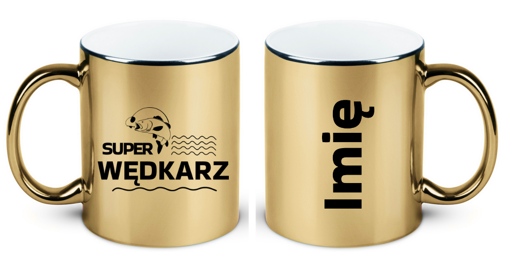 Kubek złoty z nadrukiem "Super wędkarz" – wędkarstwo #4