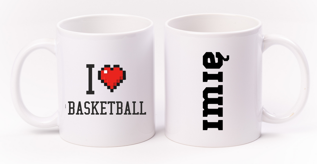 Kubek biały z nadrukiem "I LOVE BASKETBALL" - koszykówka #4