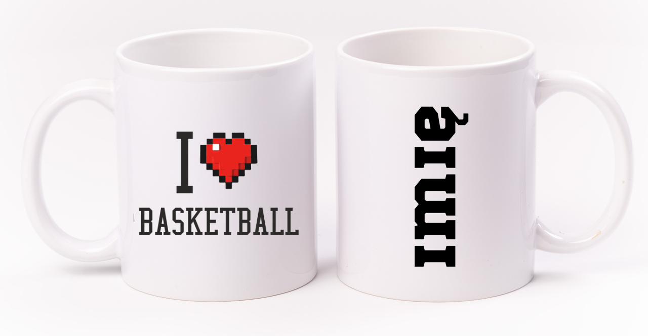 Kubek biały z nadrukiem "I LOVE BASKETBALL" - koszykówka #4