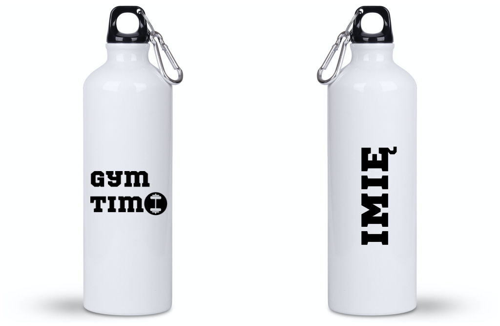 Butelka biała 800 ml na siłownię z napisem "Gym Time" #1