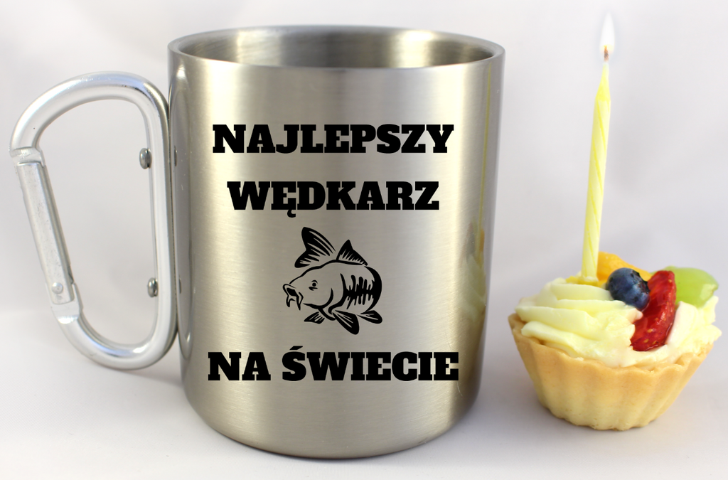 Kubek ze srebrnym karabińczykiem i nadrukiem "Najlepszy wędkarz na świecie" #7