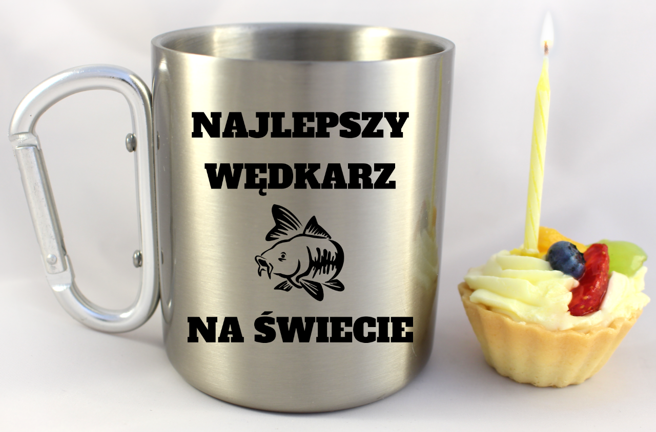 Kubek ze srebrnym karabińczykiem i nadrukiem "Najlepszy wędkarz na świecie" #7