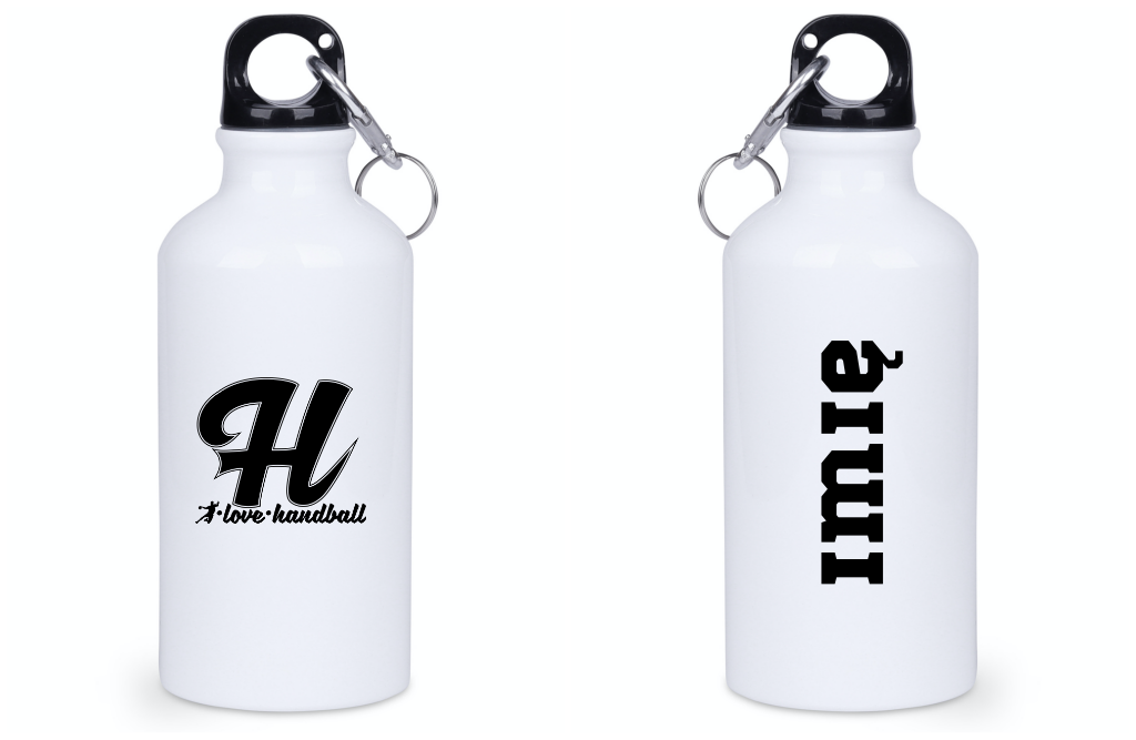 Butelka białka 400 ml z czarnym napisem: "I love handball" i literką H #7