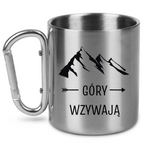 Kubek ze srebrnym karabińczykiem, nadruk "Góry wzywają" #2