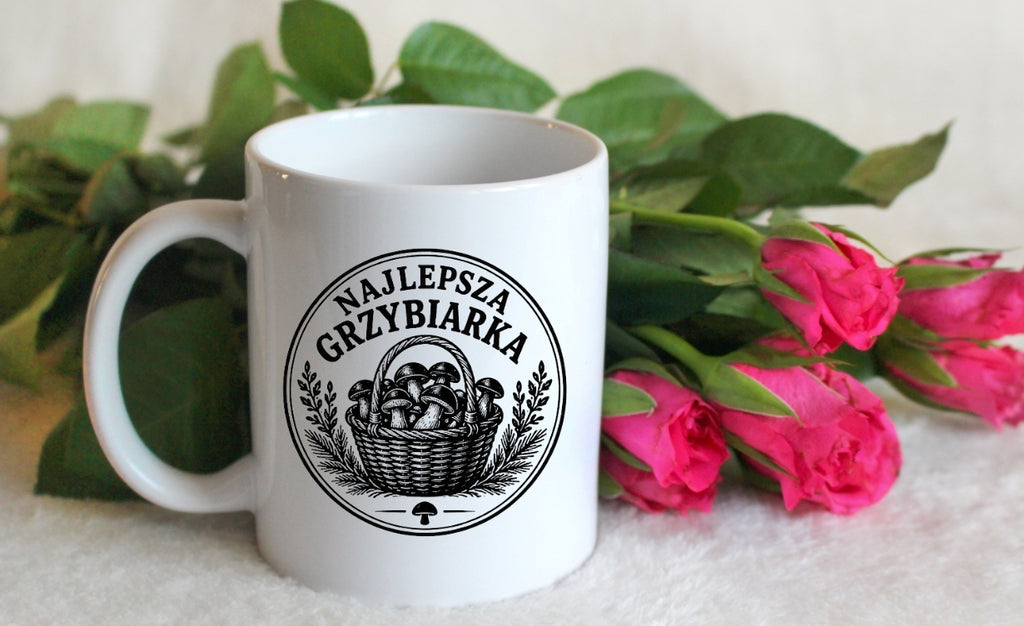 Kubek biały z nadrukiem "Najlepsza Grzybiarka" - grzyby #1