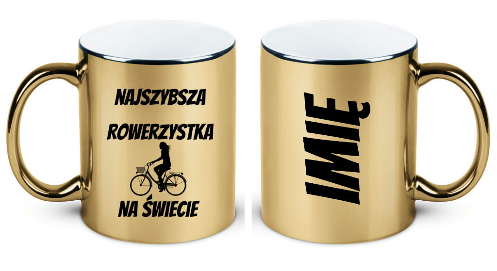 Kubek złoty z grafiką „Najszybsza rowerzystka na świecie” – dla rowerzystek #8