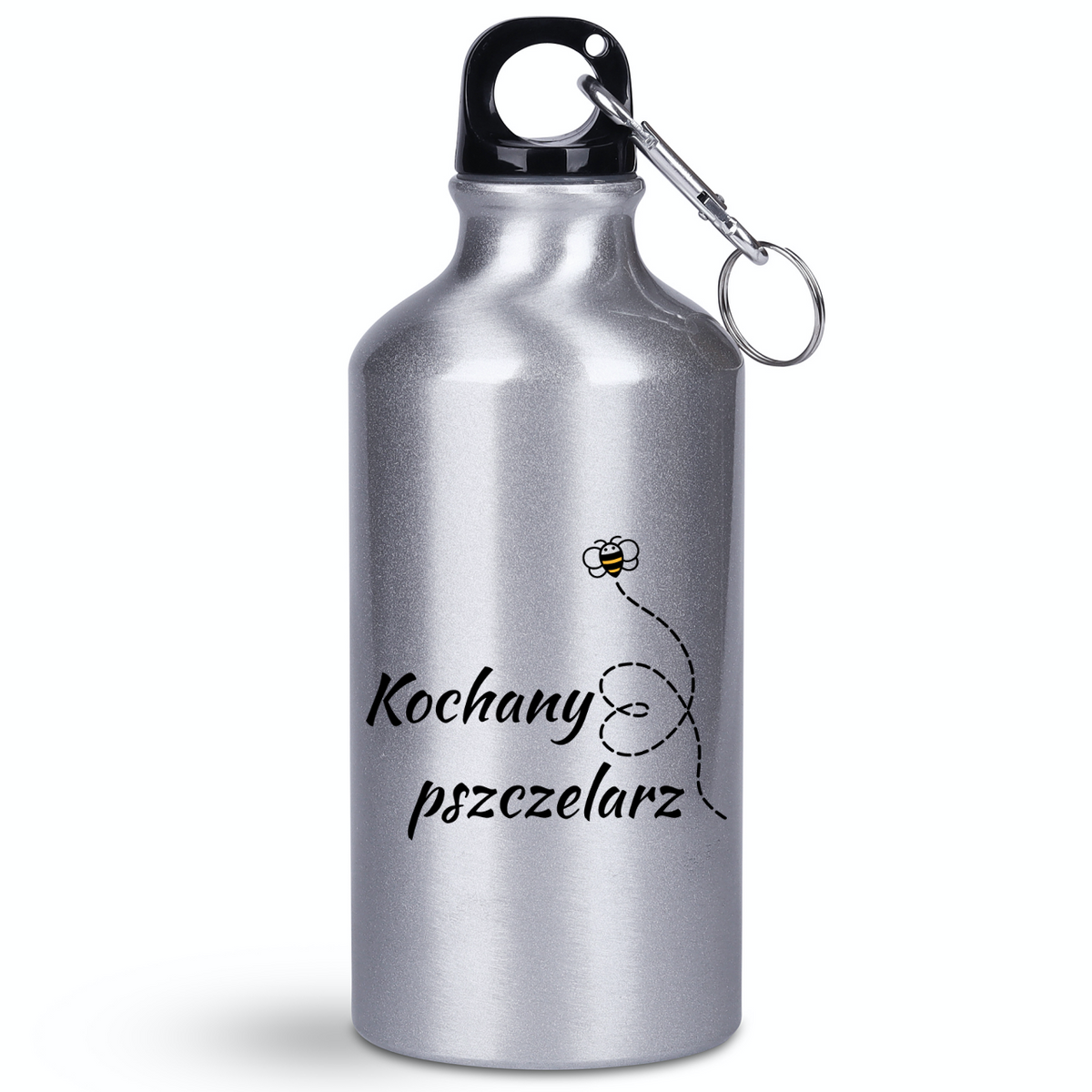 Butelka srebrna 400 ml z nadrukiem „Kochany pszczelarz” – pszczelarstwo #6