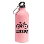 Butelka różowa 600 ml z grafiką roweru oraz imieniem do wyboru #4