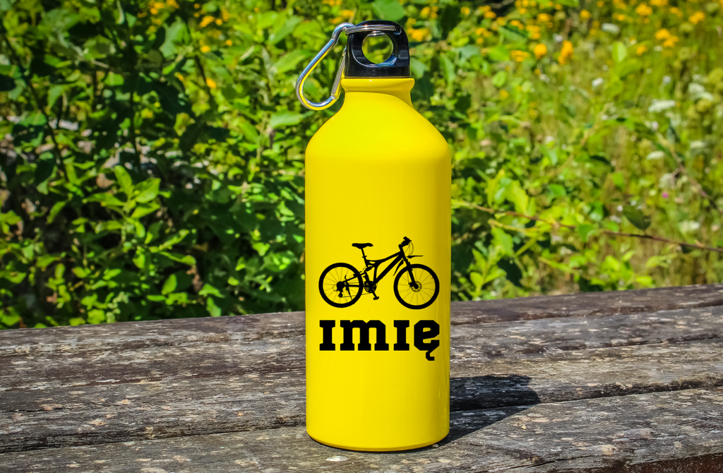 Bidon żółty 600 ml z grafiką roweru oraz dowolnym imieniem - rower #4