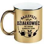 Kubek złoty z nadrukiem „Najlepszy działkowiec na swoim kawałku ziemi” – działka, ogród #5
