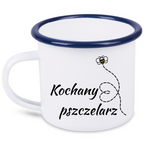 Kubek emaliowany biały z nadrukiem "Kochany pszczelarz" – pszczelarstwo #6