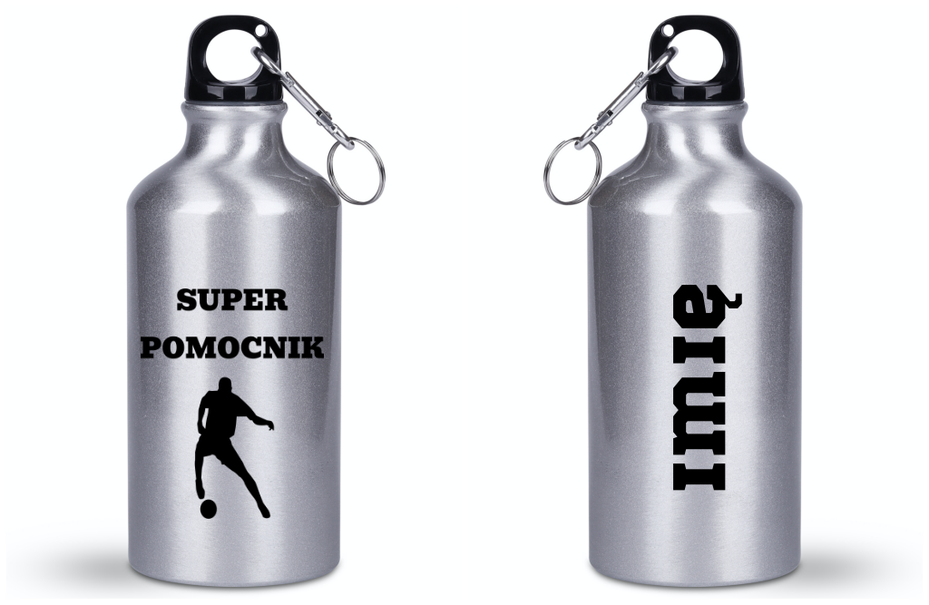 Butelka srebrna 400 ml z napisem "Super Pomocnik" – piłka nożna #3