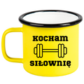 Kubek emaliowany żółty z nadrukiem "Kocham Siłownię" – na siłownię #1