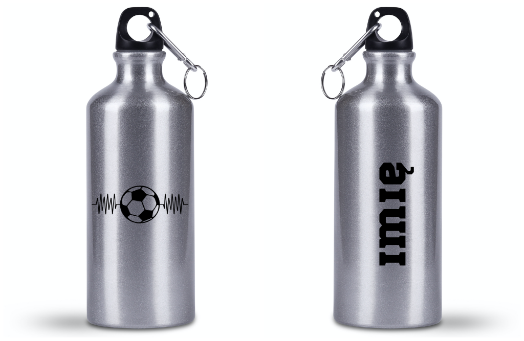 Butelka srebrna 500 ml dla kibica piłki nożnej z grafiką piłkarskiego EKG #11