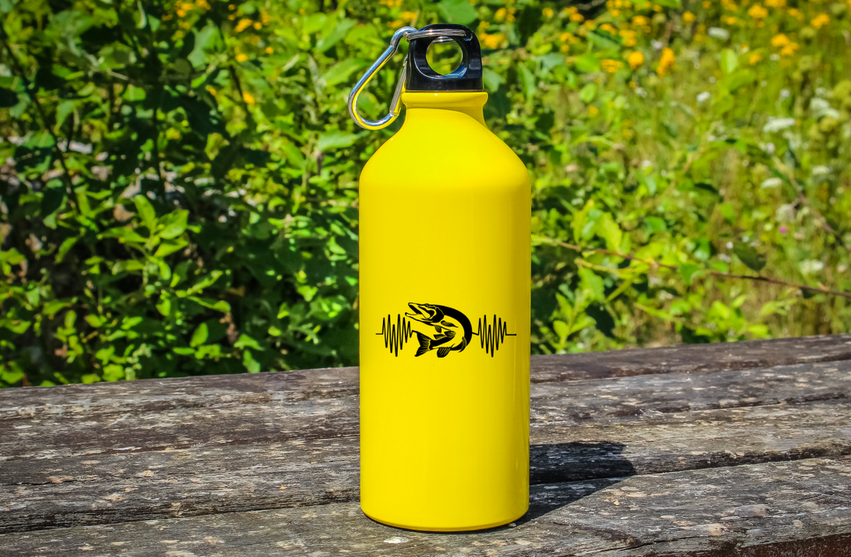 Butelka żółta 600 ml z motywem wędkarskiego EKG - wędkarstwo #1