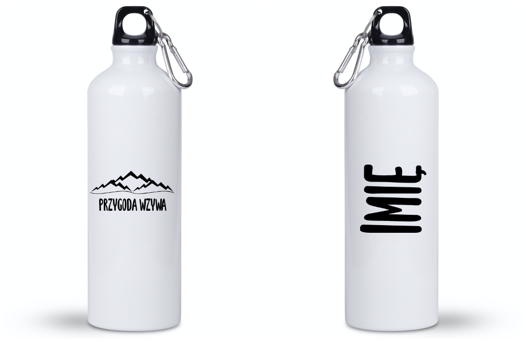 Butelka biała 800 ml z grafiką „Przygoda wzywa” – podróże, travel #7