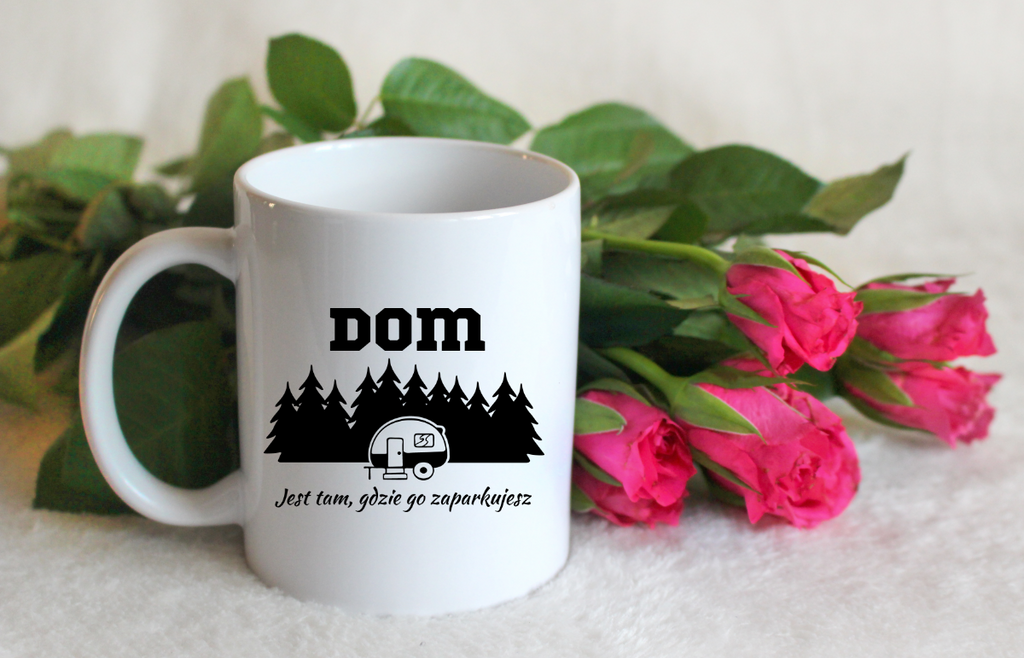 Kubek biały z nadrukiem „Dom jest tam, gdzie go zaparkujesz” – camping, trekking #7
