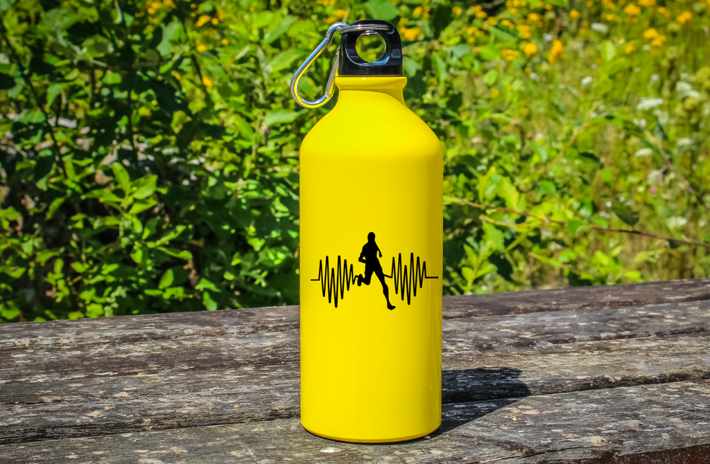 Butelka żółta 600 ml z grafiką biegowe EKG, dla biegacza – bieganie #4