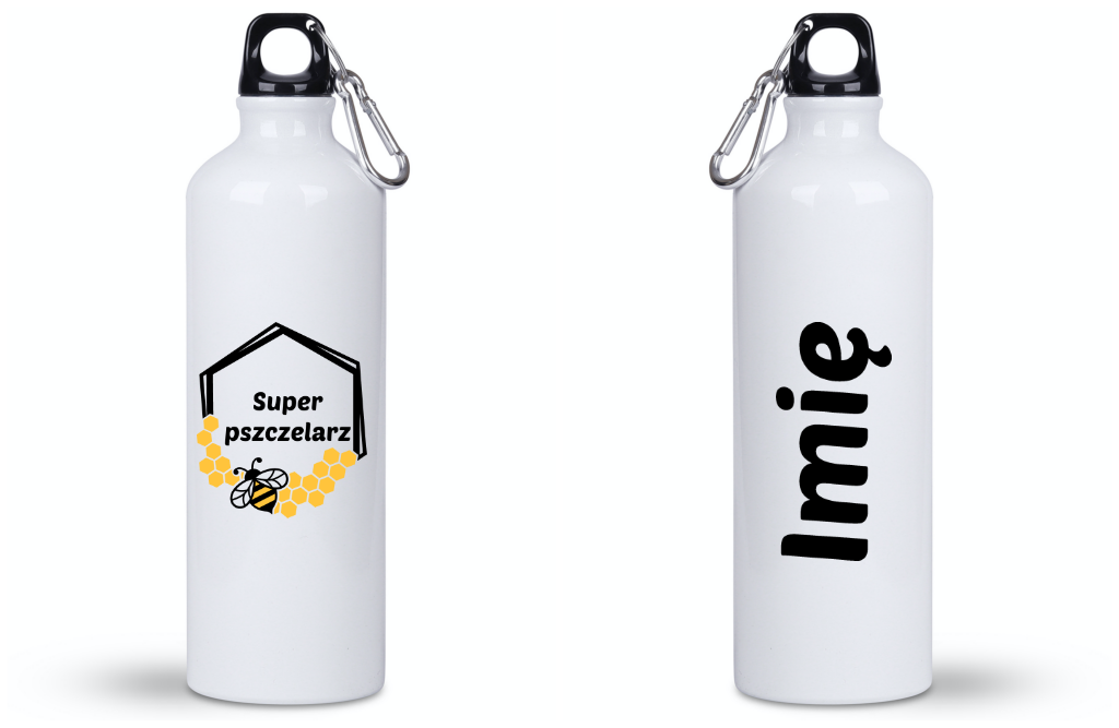Bidon biały 800 ml z nadrukiem „Super pszczelarz” – pszczelarstwo #11