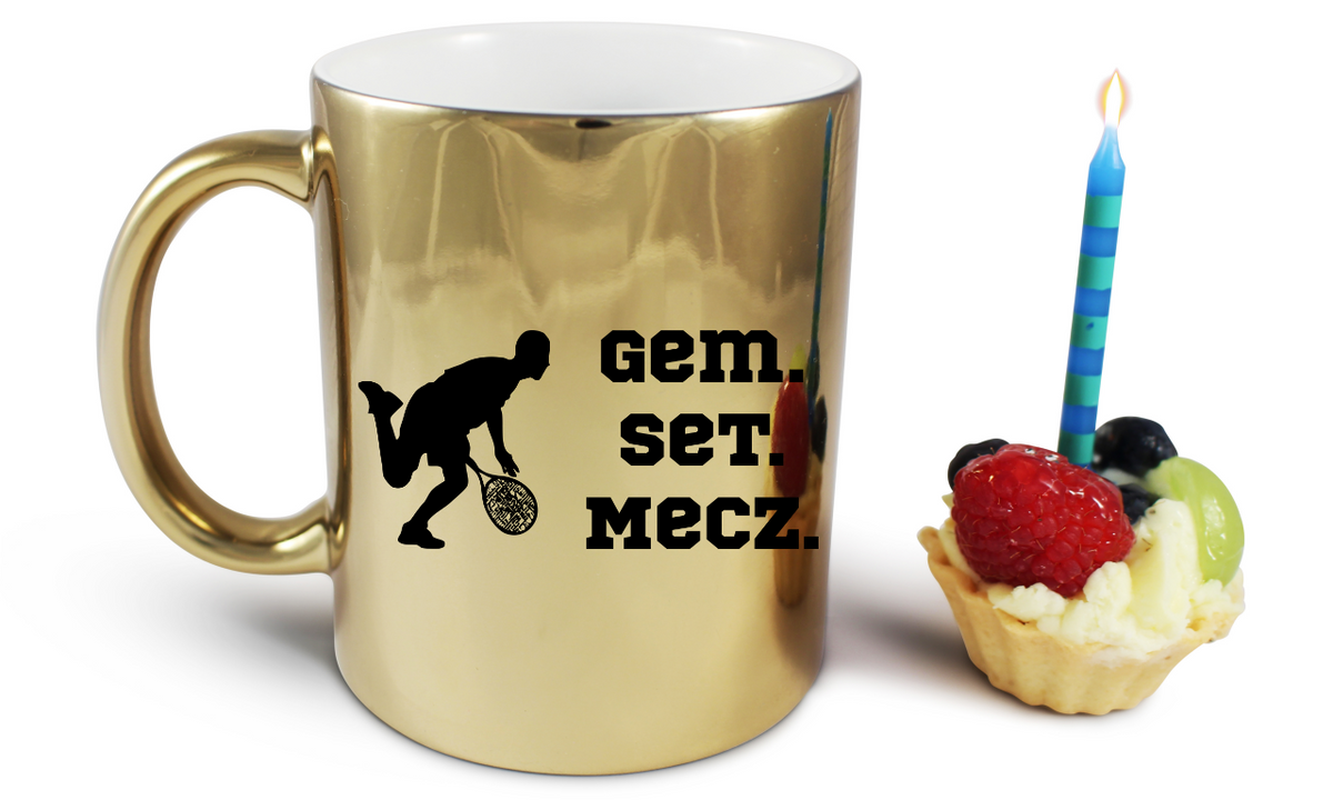 Kubek złoty 330 ml z napisem "GEM SET MECZ" – męski #4