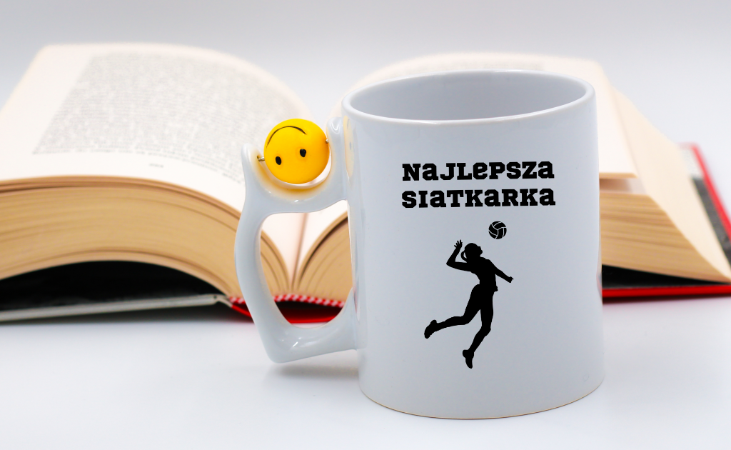 Kubek z piłką w uchwycie i nadrukiem "Najlepsza Siatkarka" – siatkówka #6