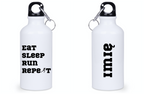 Bidon biały 400 ml dla biegaczki z napisem "Eat Sleep Run Repeat" - bieganie #11