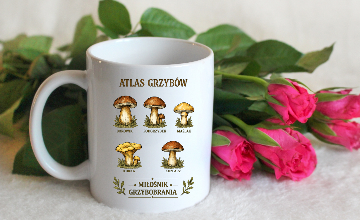 Kubek biały z nadrukiem „Atlas Grzybów” – grzyby #7