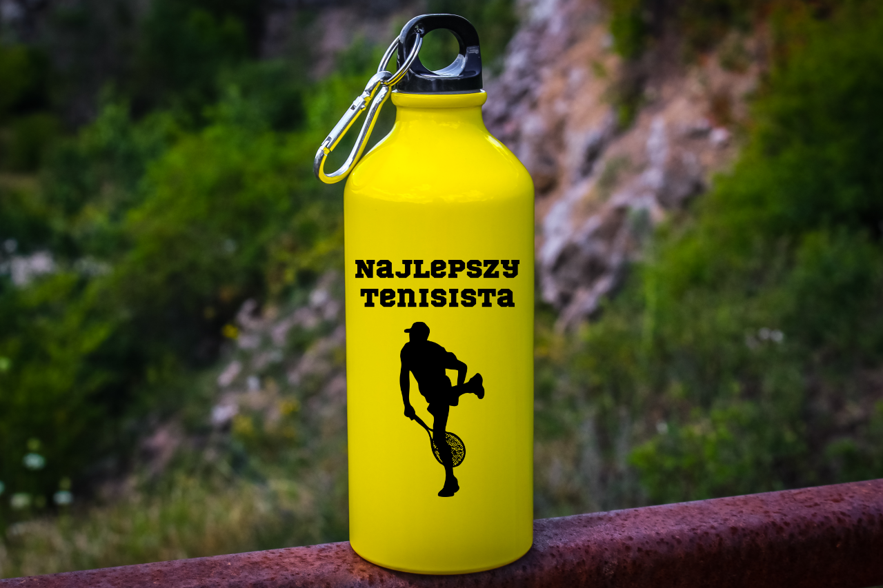 Butelka żółta 600 ml z napisem "NAJLEPSZY TENISISTA" #1