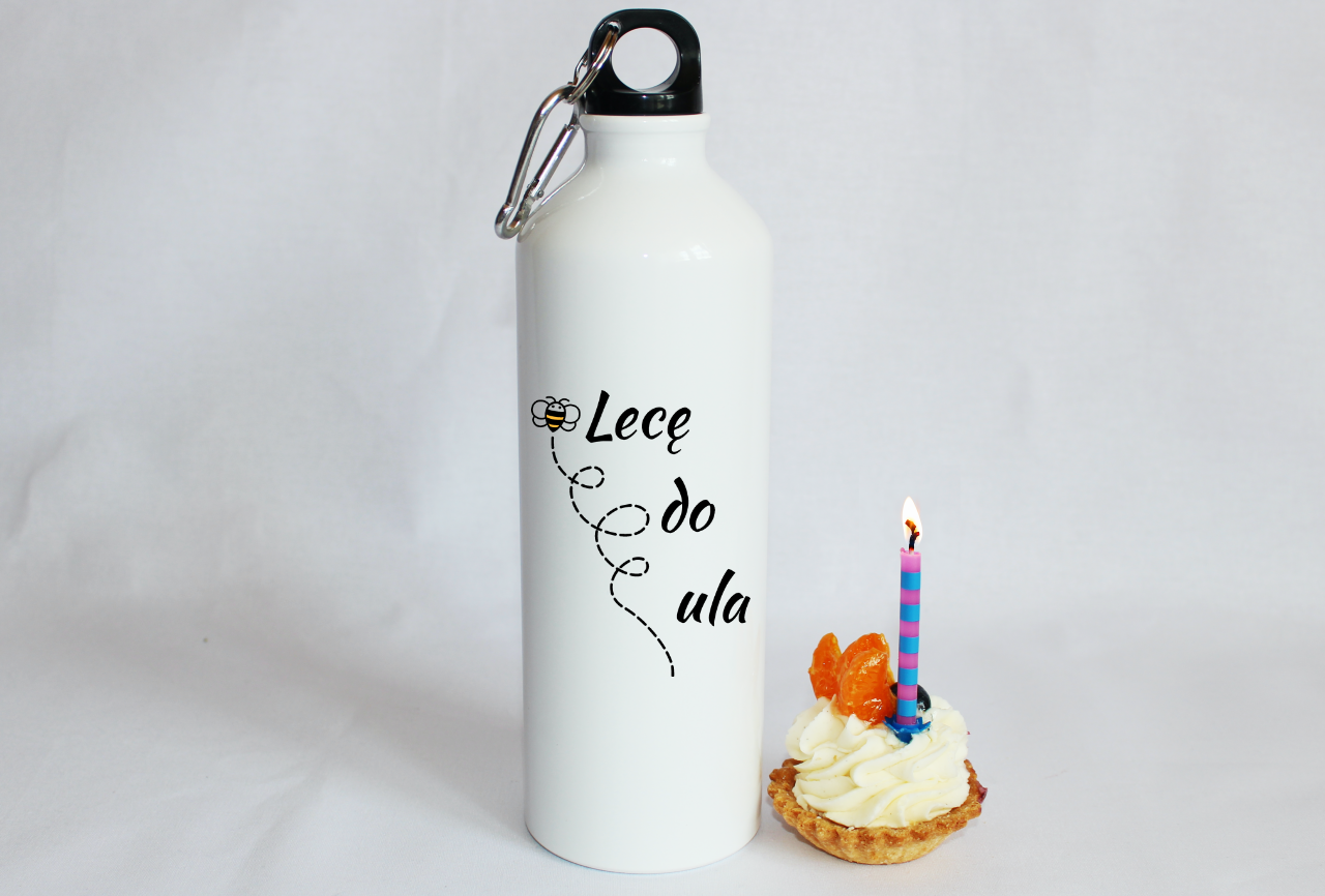 Bidon biały 800 ml z nadrukiem „Lecę do ula” – pszczelarstwo #7
