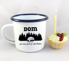 Kubek emaliowany biały z nadrukiem „Dom jest tam, gdzie go zaparkujesz” – podróż, camping, camper #4