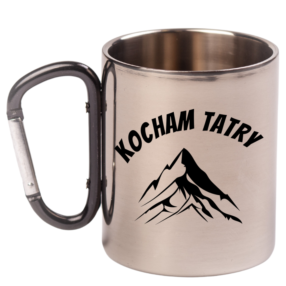 Kubek z czarnym karabińczykiem i nadrukiem „Kocham Tatry” – góry #3