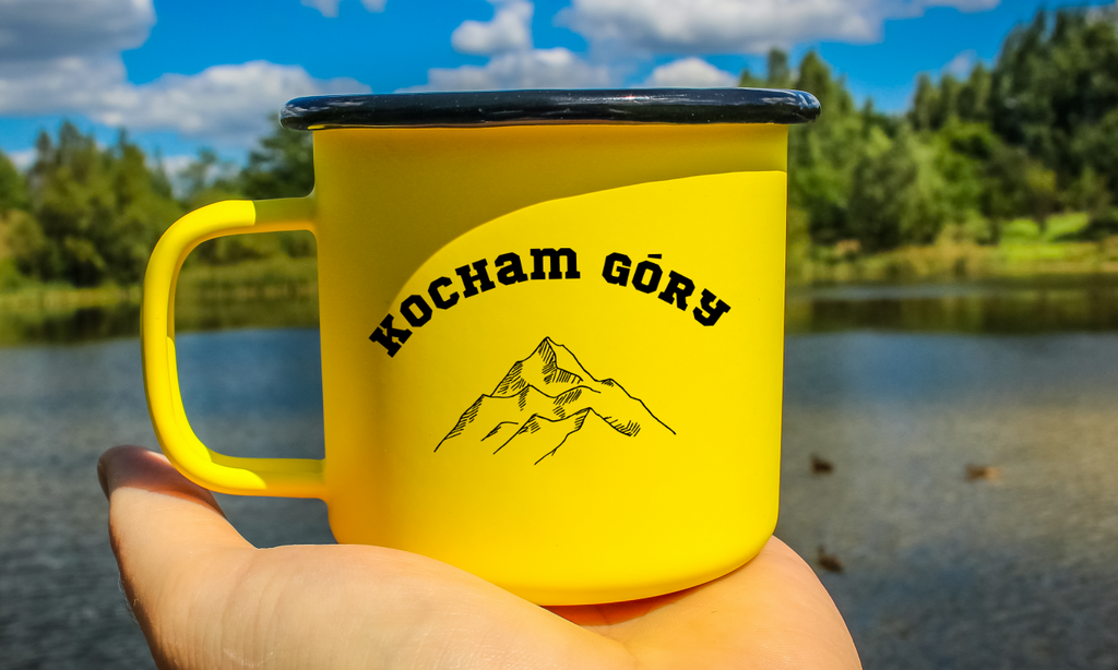 Kubek emaliowany żółty z nadrukiem "Kocham Góry" #8