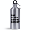 Bidon srebrny 500 ml z nadrukiem „Eat Sleep Travel Repeat” – podróż, przygoda, przyroda #4