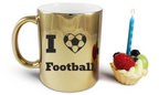Kubek złoty z nadrukiem "I love Football" - piłka nożna #3