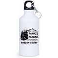 Butelka białą 400 ml z nadrukiem "Pakuję plecak, ruszam w góry" #2