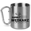 Kubek ze srebrnym karabińczykiem i nadrukiem "Super wędkarz" – wędkarstwo #10