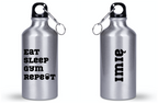 Bidon srebrny 400 ml z nadrukiem "Eat Sleep Gym Repeat" – siłownia #6