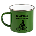 Kubek emaliowany zielony z nadrukiem "Super Rowerzystka" - dla rowerzystki #6