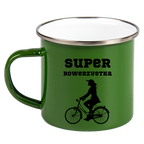 Kubek emaliowany zielony z nadrukiem "Super Rowerzystka" - dla rowerzystki #6