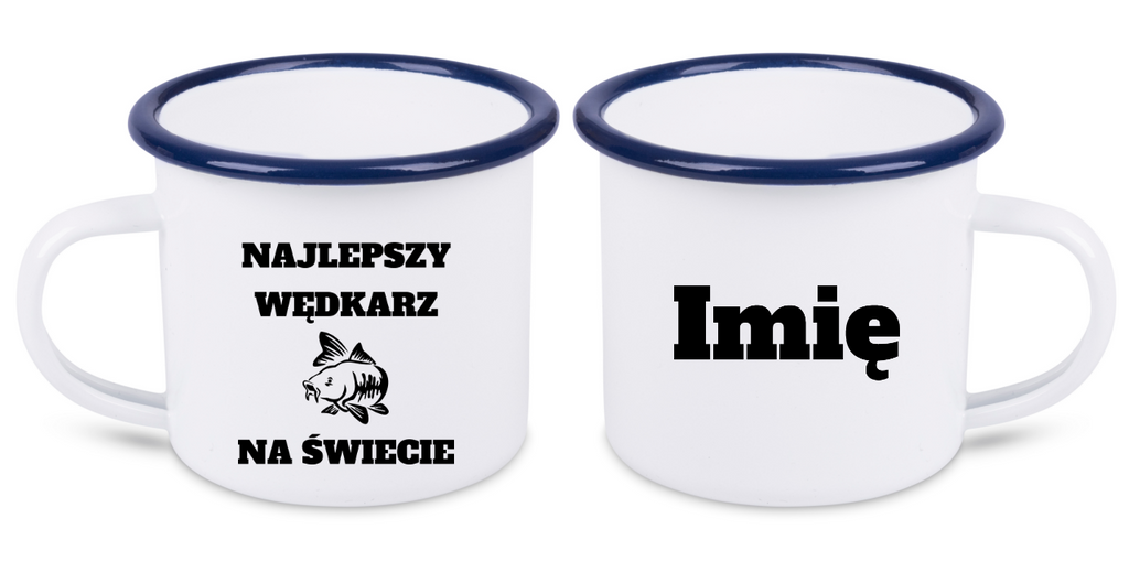 Kubek emaliowany biały z nadrukiem "Najlepszy wędkarz na świecie" #7