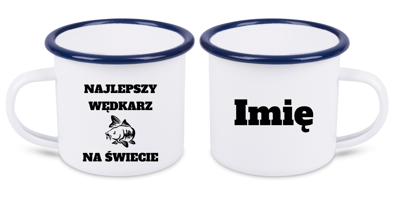 Kubek emaliowany biały z nadrukiem "Najlepszy wędkarz na świecie" #7