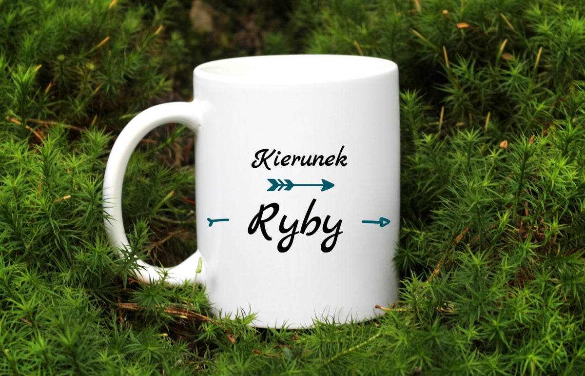 Kubek biały z nadrukiem: "Kierunek Ryby" - wędkarstwo #4