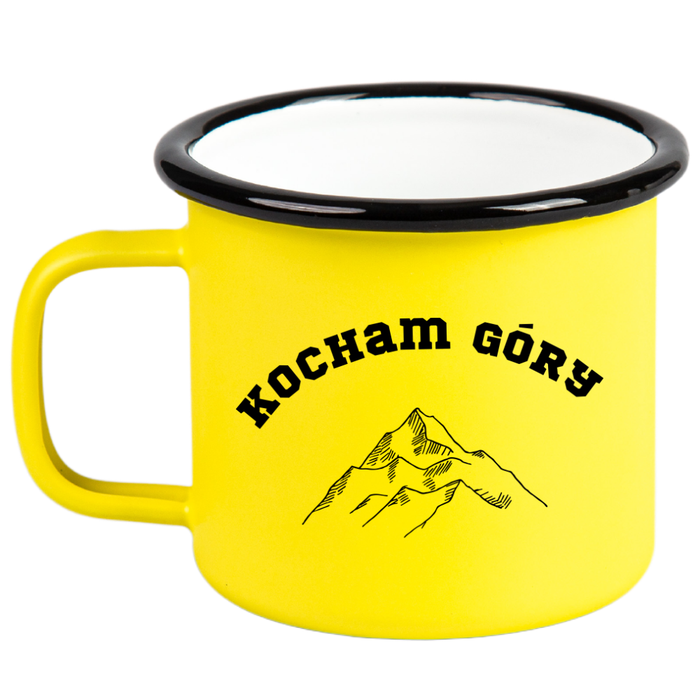 Kubek emaliowany żółty z nadrukiem "Kocham Góry" #8